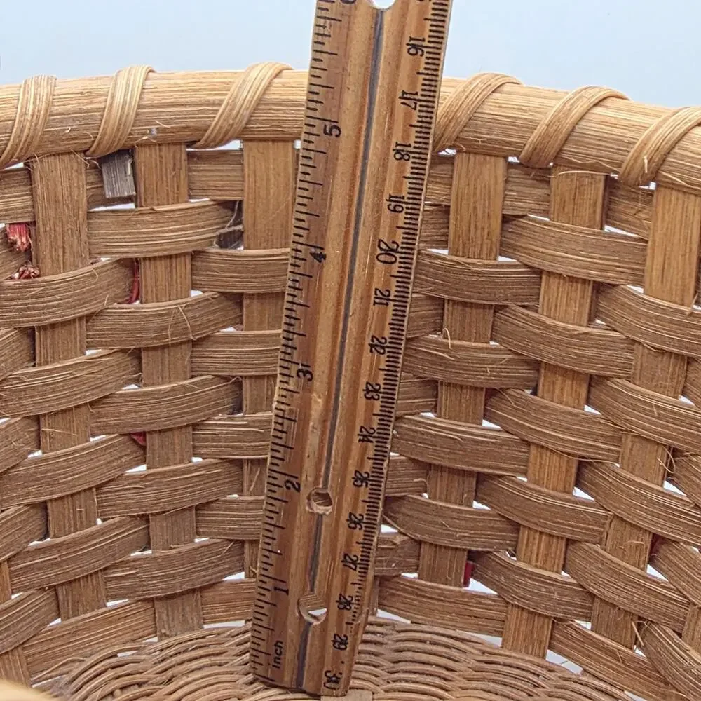 Handwoven Basket Primitive Farmhouse Decor Round Wood Splint Rustic